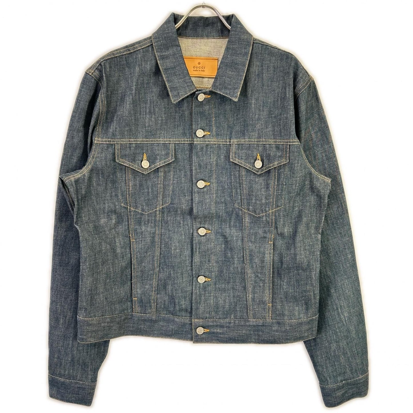 Gucci Blue Cotton Leather Patch Jacket 52
