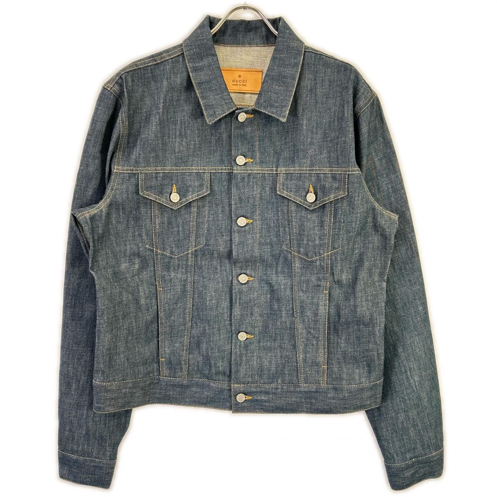 Gucci Blue Cotton Leather Patch Jacket 52