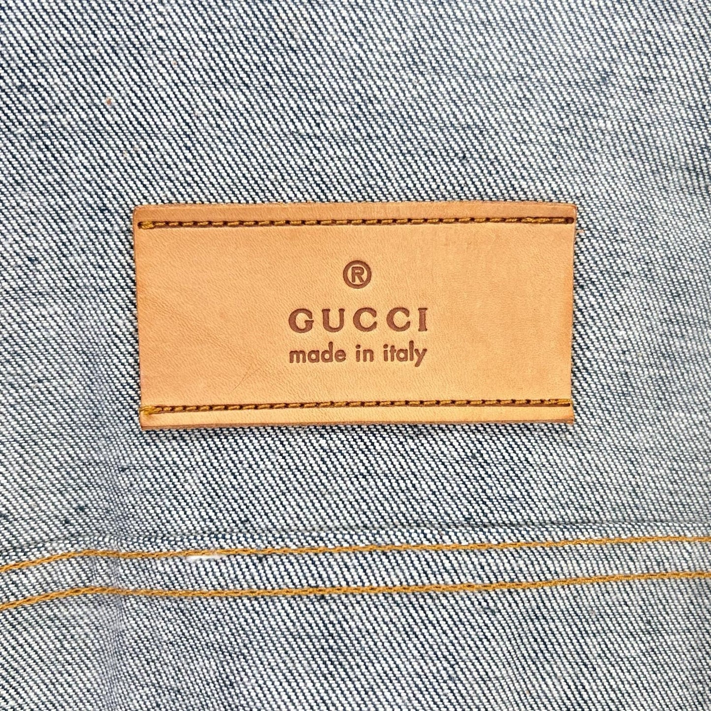 Gucci Blue Cotton Leather Patch Jacket 52 — view 4