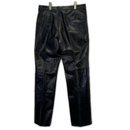 Prada Black Full Gray Leather Pants 50 — view 2