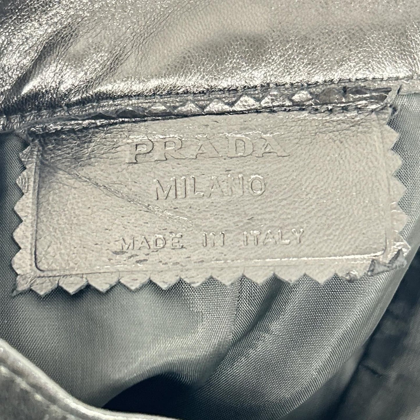 Prada Black Full Gray Leather Pants 50 — view 3
