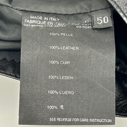 Prada Black Full Gray Leather Pants 50 — view 5