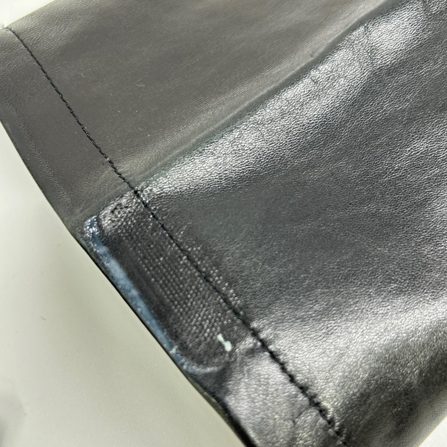 Prada Black Full Gray Leather Pants 50 — view 7