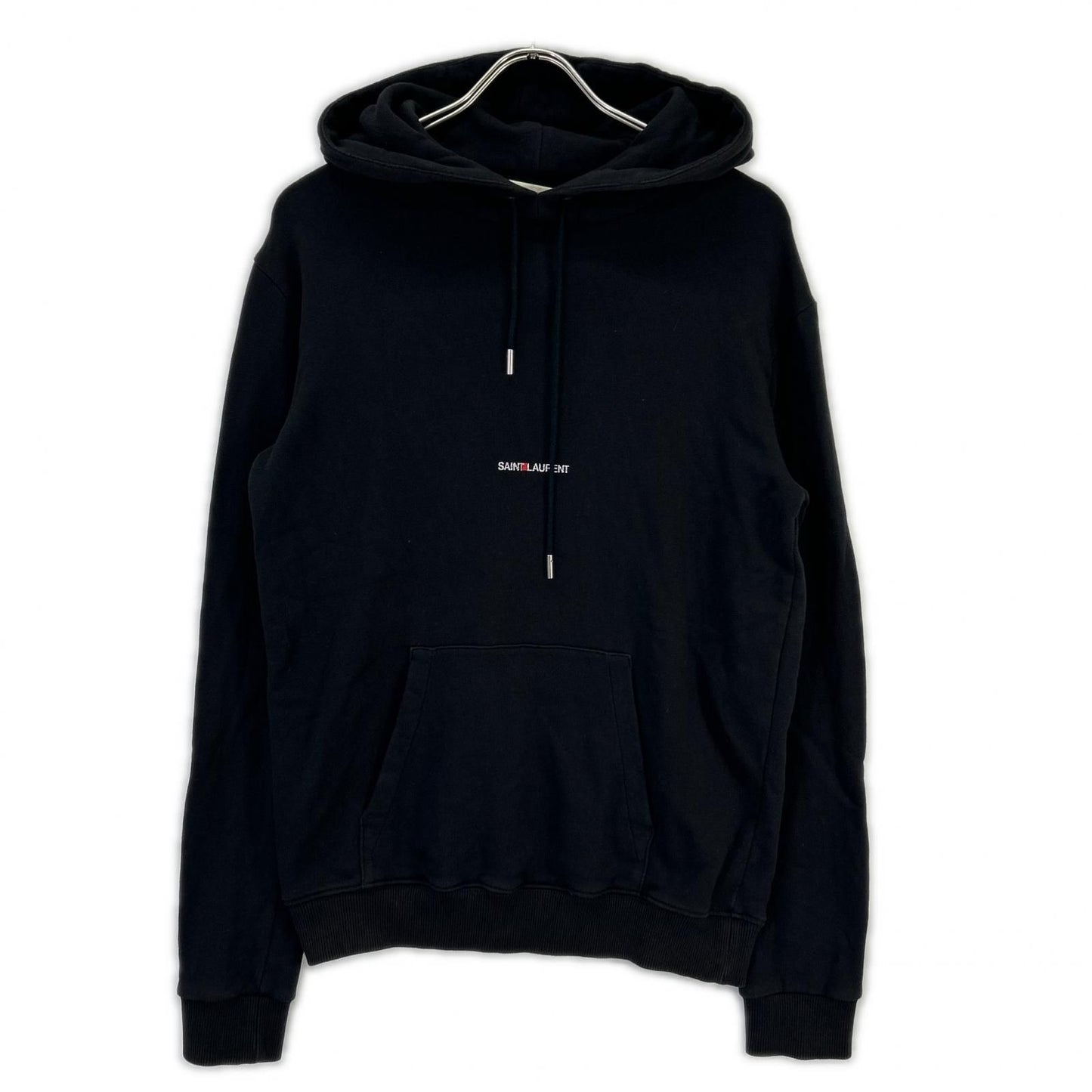 Saint Laurent Paris Black One Point Logo Hoodie XS