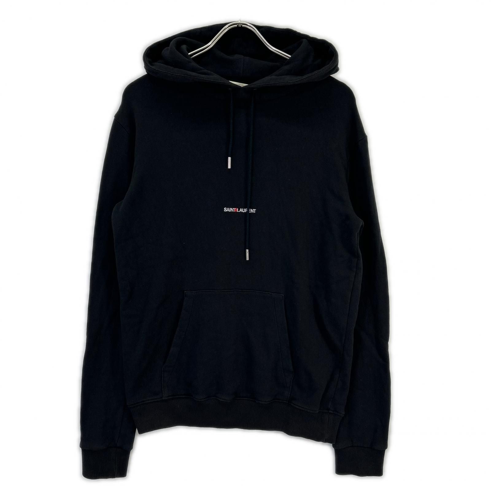 Saint Laurent Paris Black One Point Logo Hoodie XS