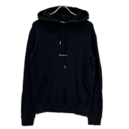 Saint Laurent Paris Black One Point Logo Hoodie XS