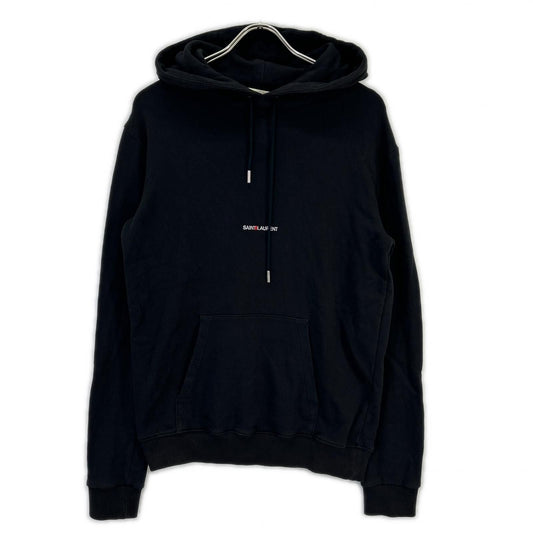 Saint Laurent Paris Black One Point Logo Hoodie XS