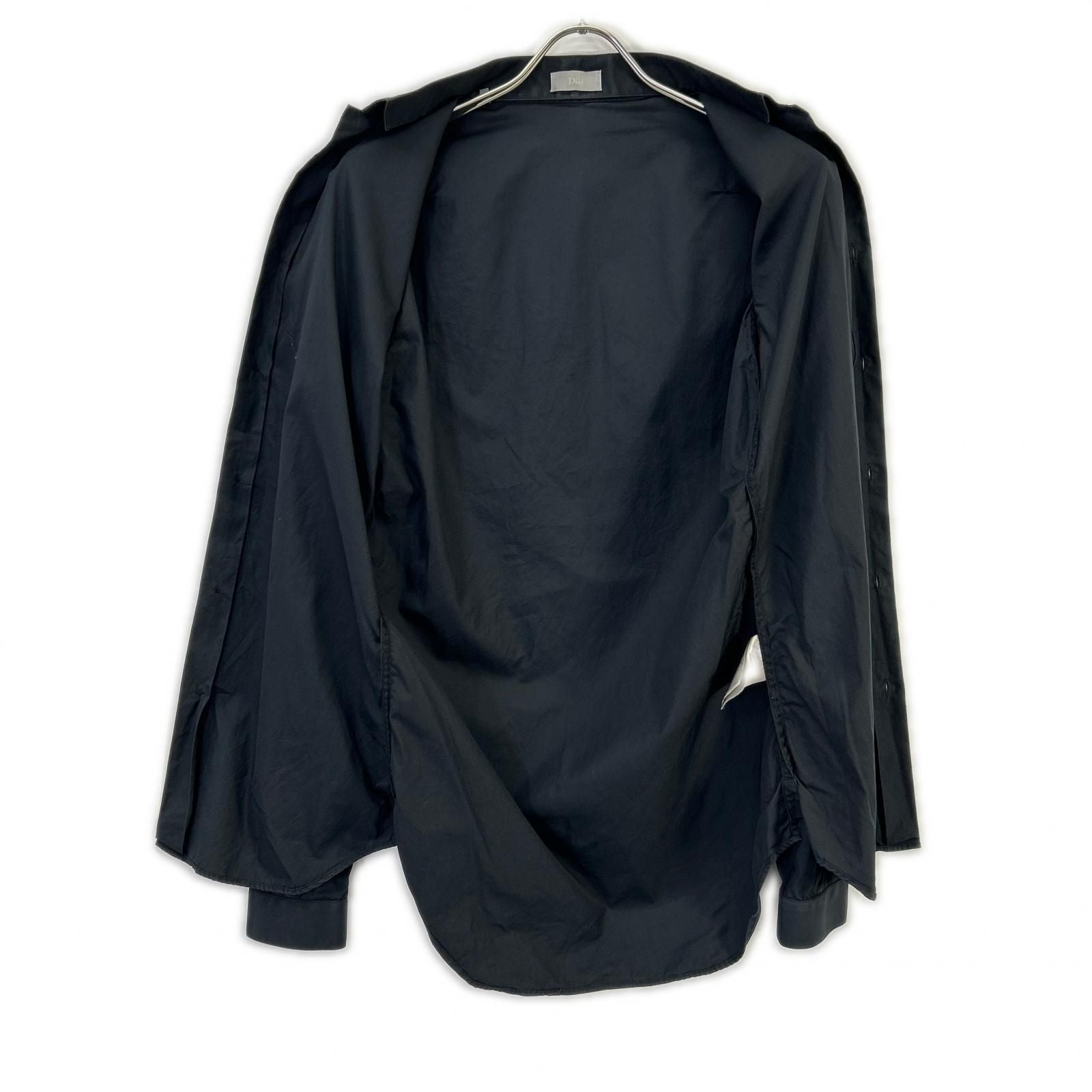 Dior Homme Navy Stand Collar Cotton Broad Dress Shirt 37 — view 3