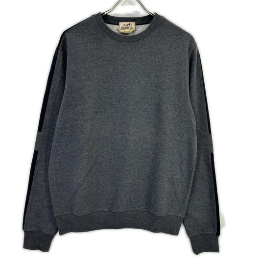 Hermes Charcoal Gray Black Cotton Shoulder Line Sweatshirt Pullover-m
