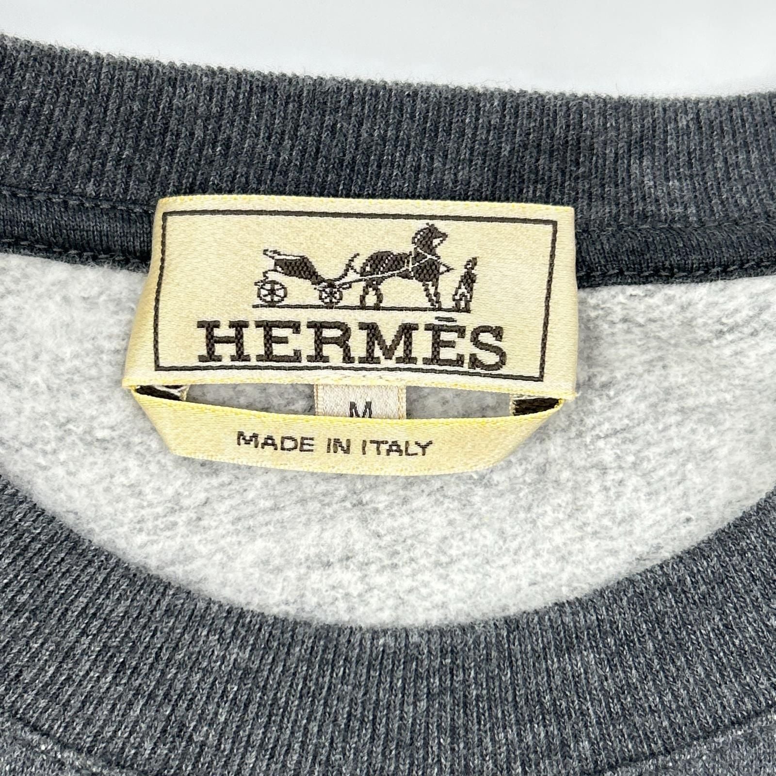 Hermes Charcoal Gray Black Cotton Shoulder Line Sweatshirt Pullover-m — view 3