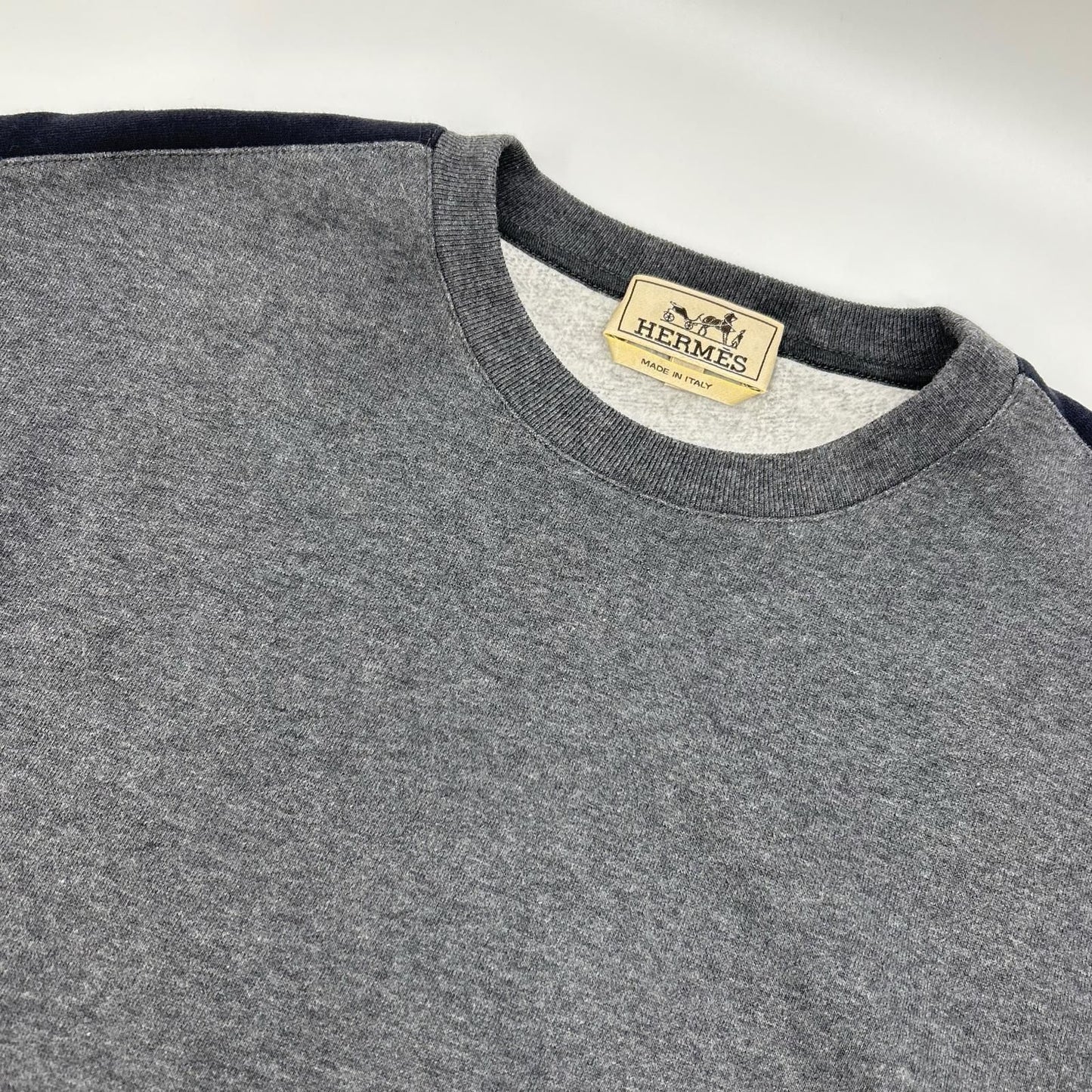 Hermes Charcoal Gray Black Cotton Shoulder Line Sweatshirt Pullover-m — view 7