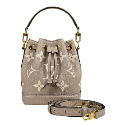 Louis Vuitton Nano Noe Bicolor Monogram Empreinte Shoulder Bag Beige