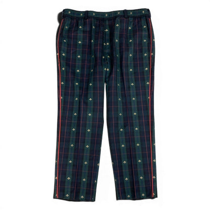 Gucci Side Line Check Pants Bee Embroidery Tartan 52 Green Wool — view 2