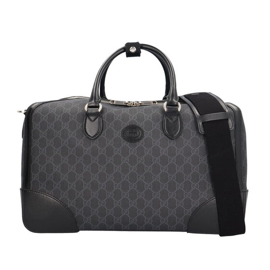 Gucci Interlocking Duffle Boston Bag GG Supreme Canvas Black