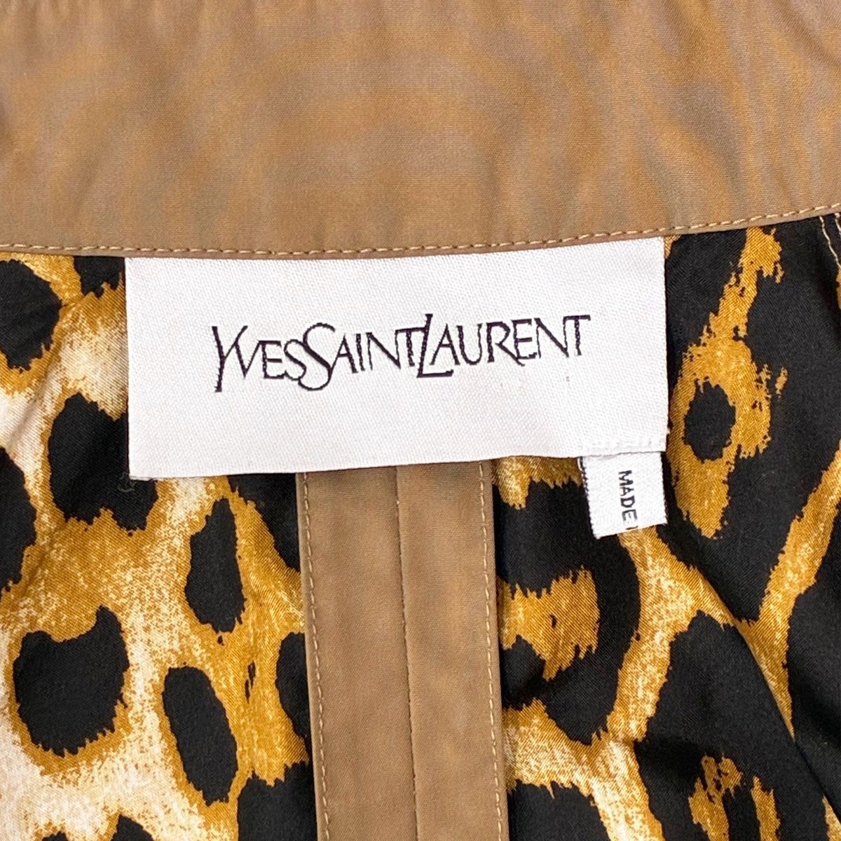 Saint Laurent Yves Trench Coat Leopard Lining Rive Gauche Long Length Brown — view 8