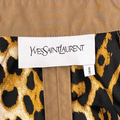 Saint Laurent Yves Trench Coat Leopard Lining Rive Gauche Long Length Brown — view 8