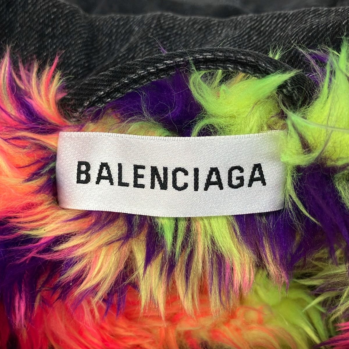Balenciaga Jean 34 Black Multi Long Sleeve Faux Fur Winter Jacket — view 3