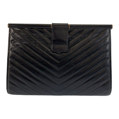 Saint Laurent Yves Vintage YSL Black Leather Clutch — view 2