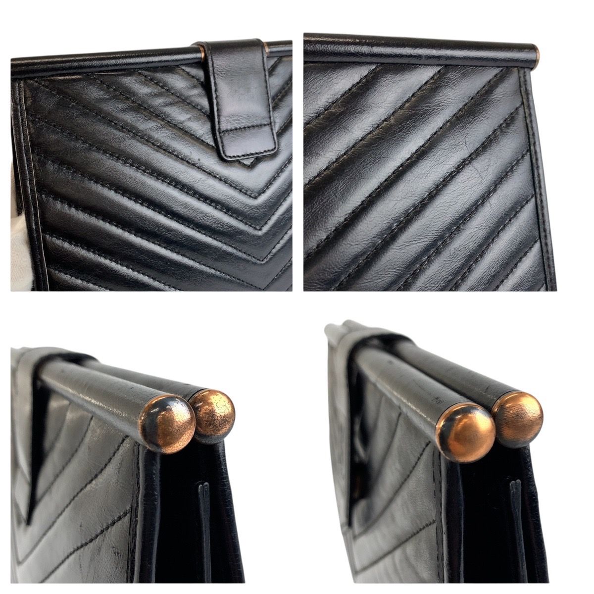 Saint Laurent Yves Vintage YSL Black Leather Clutch — view 5