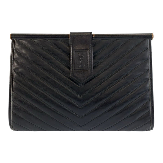 Saint Laurent Yves Vintage YSL Black Leather Clutch
