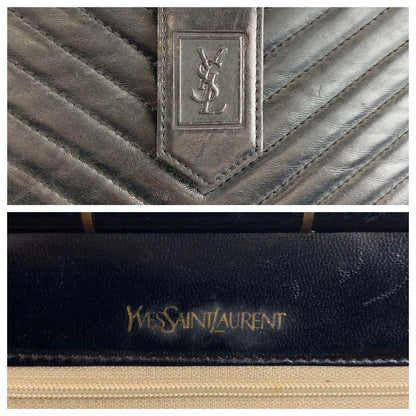 Saint Laurent Yves Vintage YSL Black Leather Clutch — view 3