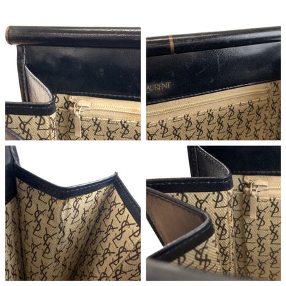 Saint Laurent Yves Vintage YSL Black Leather Clutch — view 7