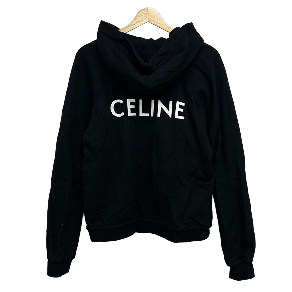 Celine Hoodie Black White Back Logo Pullover — view 2