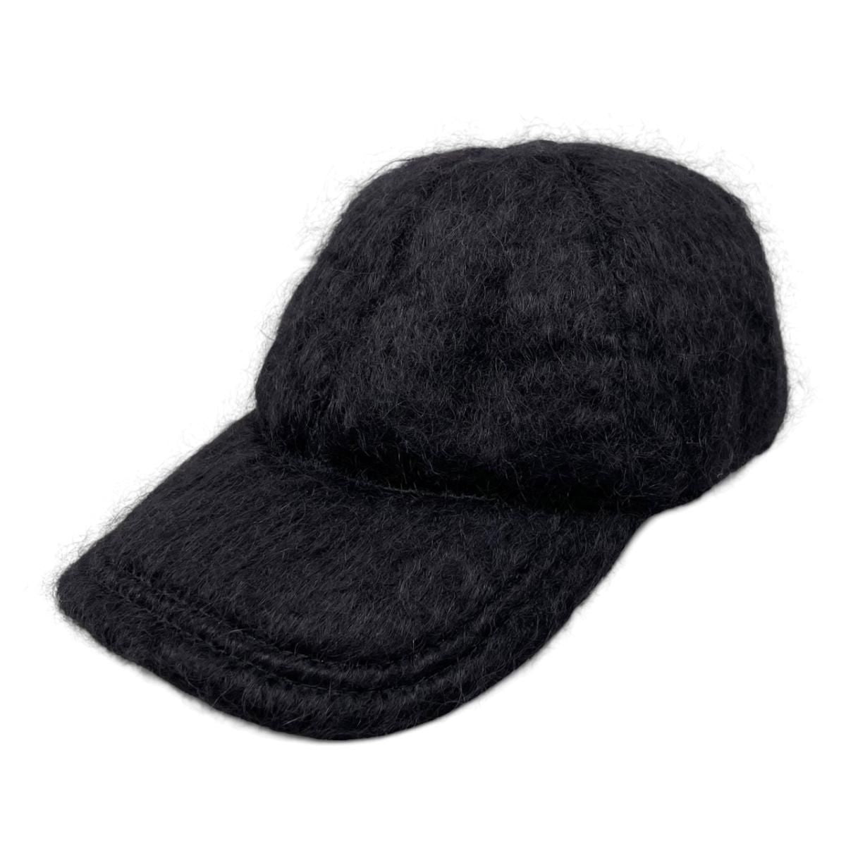 Gucci Hat Double Mohair Baseball Cap L Logo Black — view 2