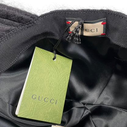 Gucci Hat Double Mohair Baseball Cap L Logo Black — view 7