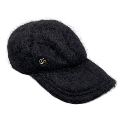 Gucci Hat Double Mohair Baseball Cap L Logo Black