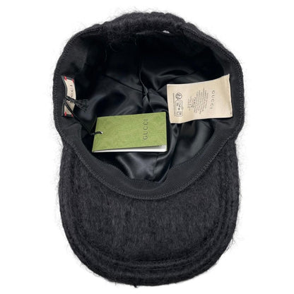 Gucci Hat Double Mohair Baseball Cap L Logo Black — view 6