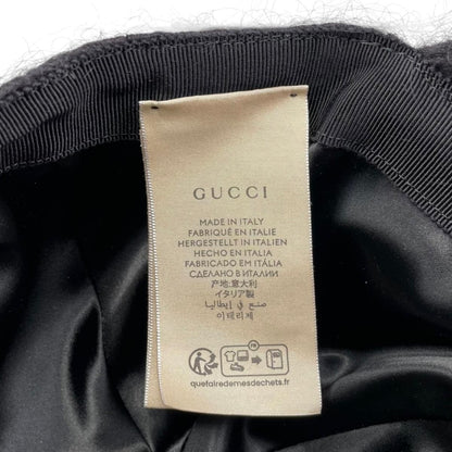 Gucci Hat Double Mohair Baseball Cap L Logo Black — view 8
