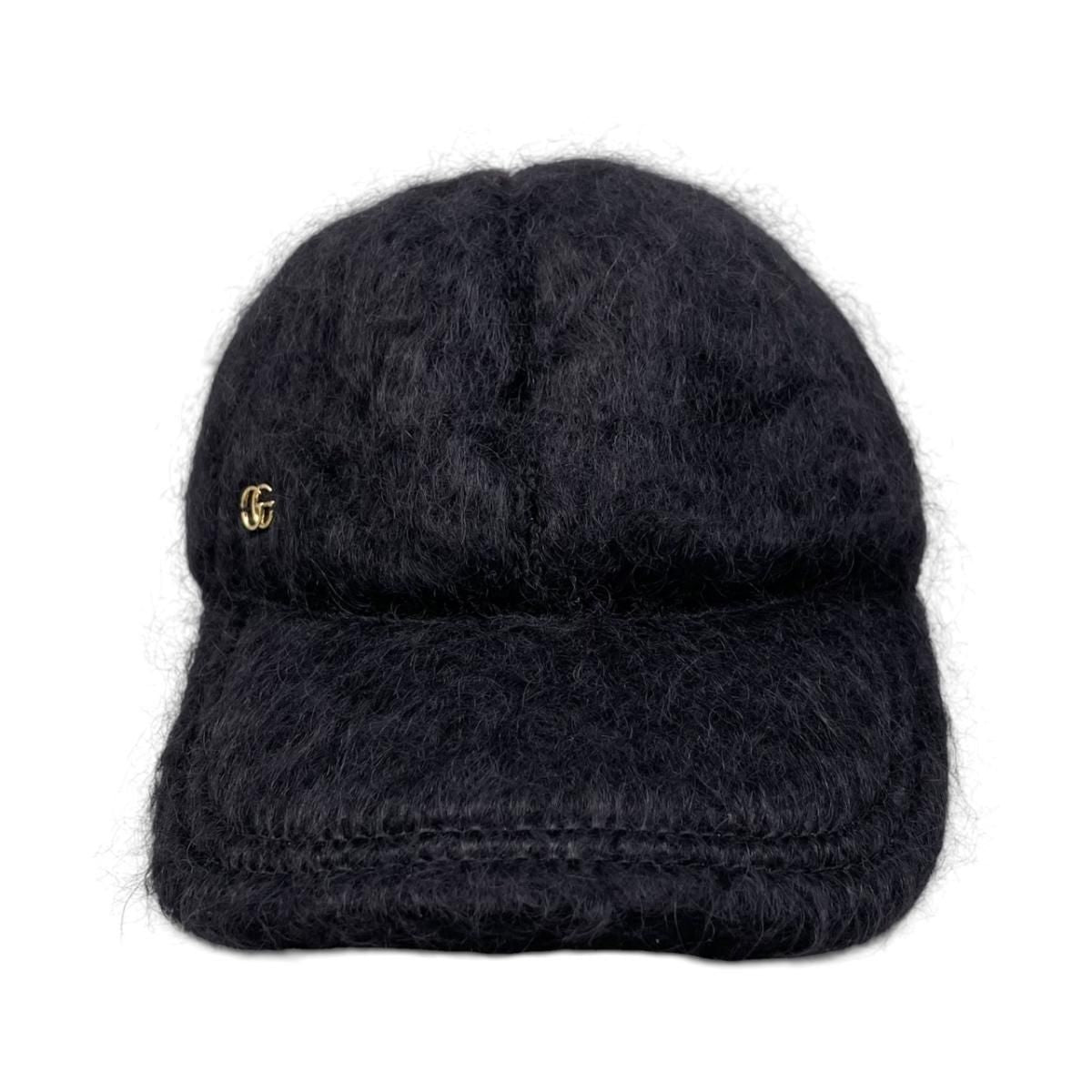 Gucci Hat Double Mohair Baseball Cap L Logo Black — view 3