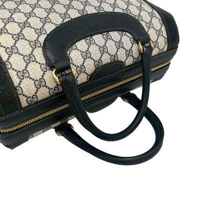 Gucci Vintage GG Pattern Leather Boston Bag Tote Navy — view 4