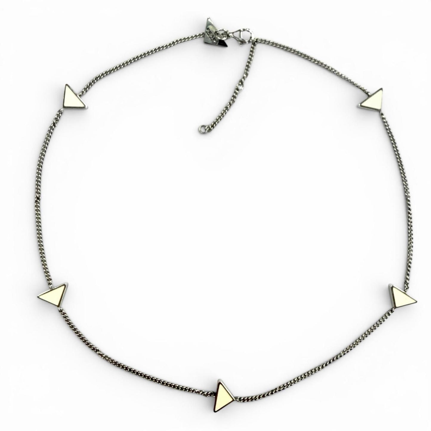 Prada 925 Triangle Logo Necklace Silver White Recommended — view 2
