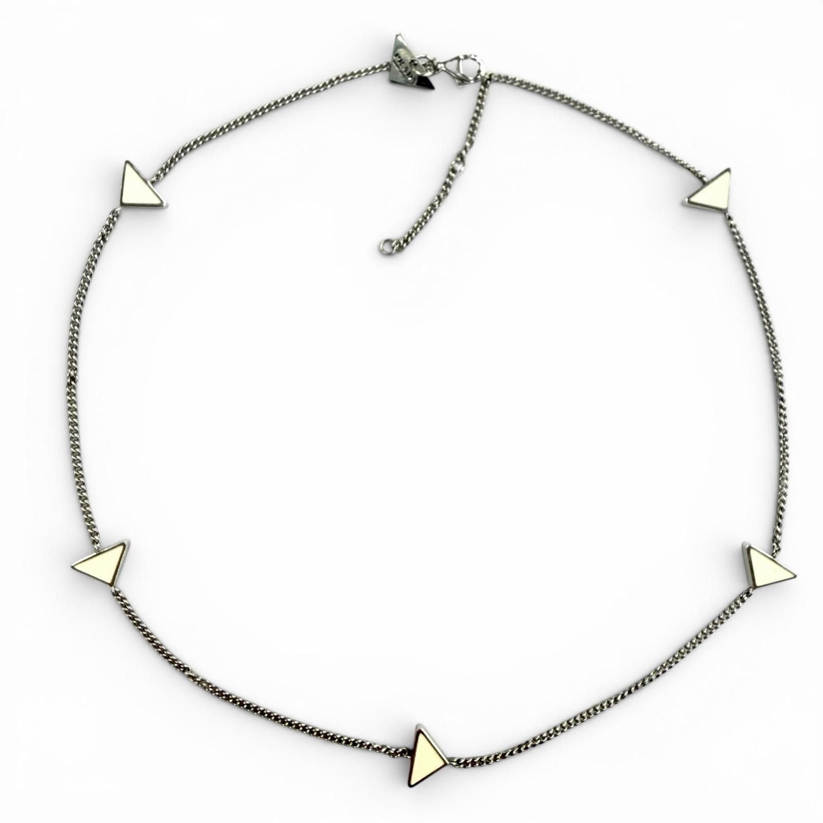 Prada 925 Triangle Logo Necklace Silver White Recommended — view 2