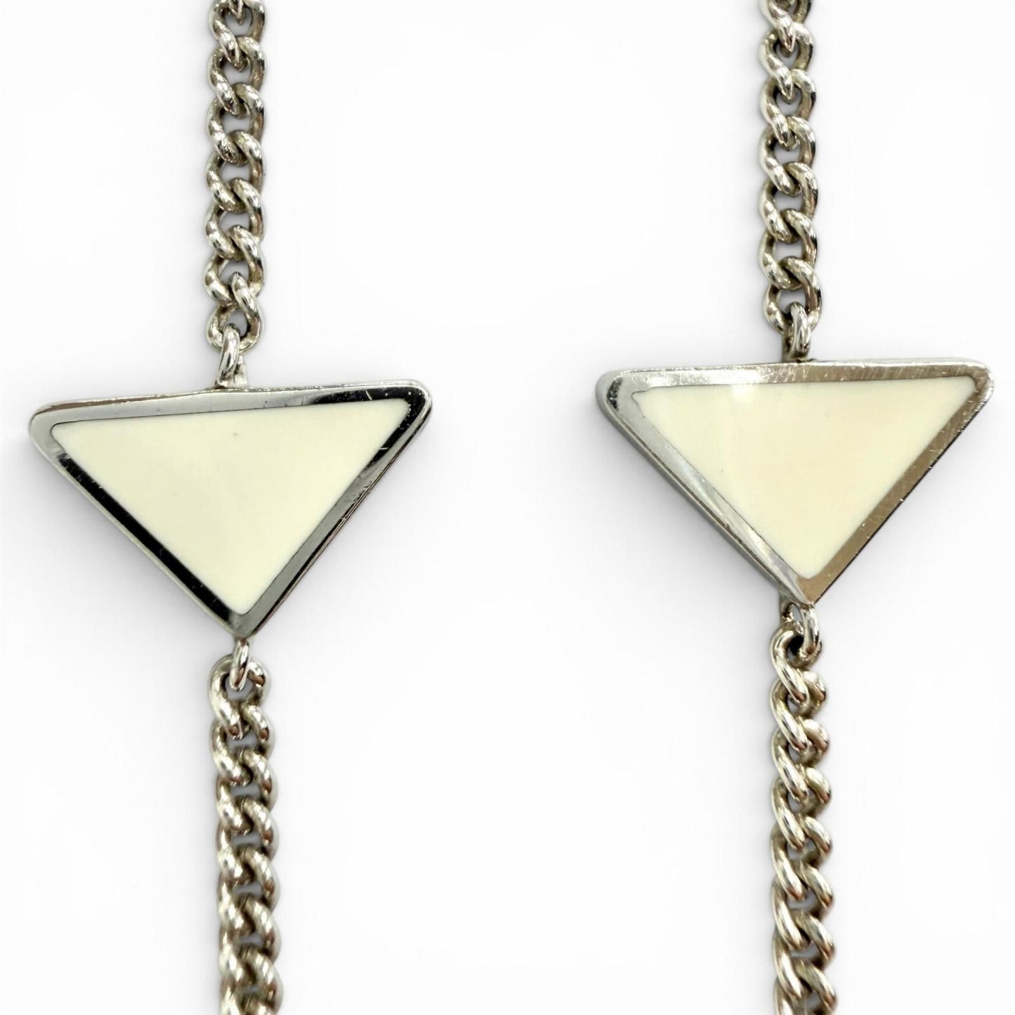 Prada 925 Triangle Logo Necklace Silver White Recommended — view 7