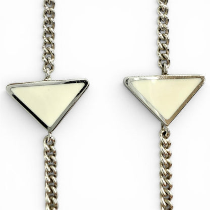 Prada 925 Triangle Logo Necklace Silver White Recommended — view 7