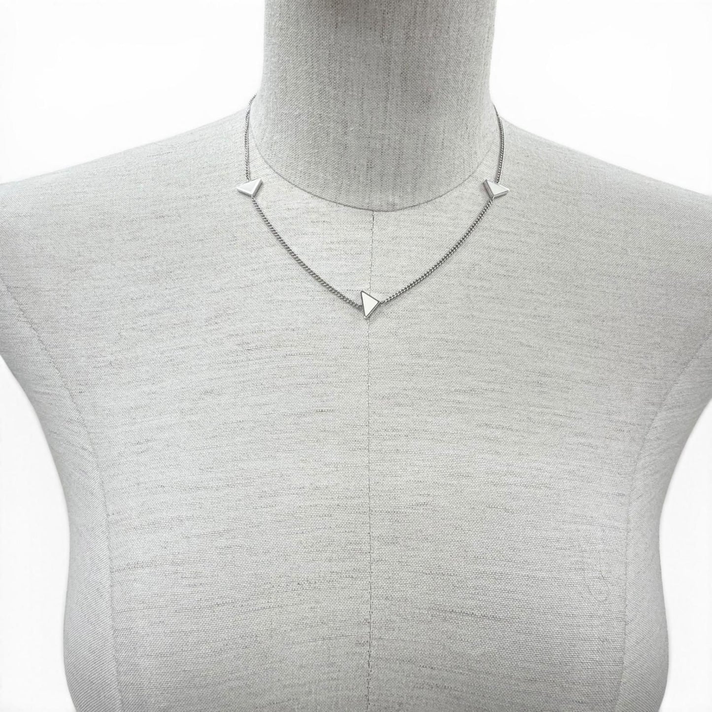Prada 925 Triangle Logo Necklace Silver White Recommended — view 3