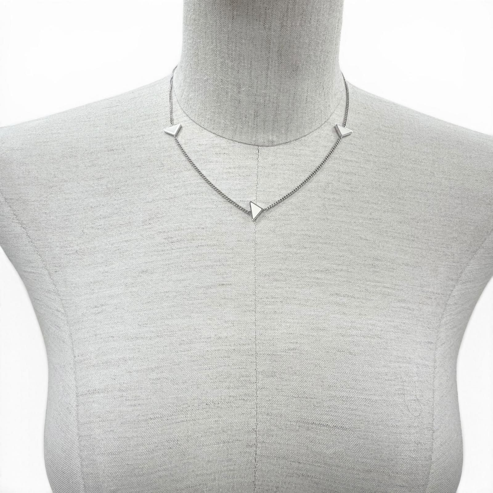 Prada 925 Triangle Logo Necklace Silver White Recommended — view 3