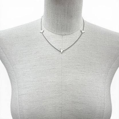 Prada 925 Triangle Logo Necklace Silver White Recommended — view 3
