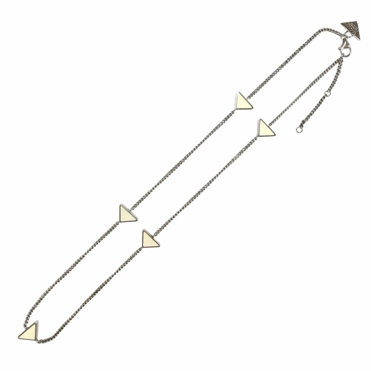 Prada 925 Triangle Logo Necklace Silver White Recommended — view 4