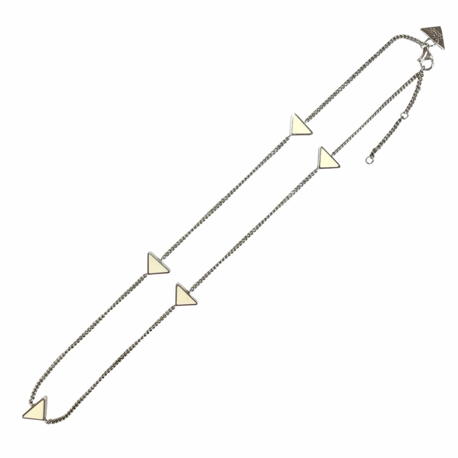 Prada 925 Triangle Logo Necklace Silver White Recommended — view 4