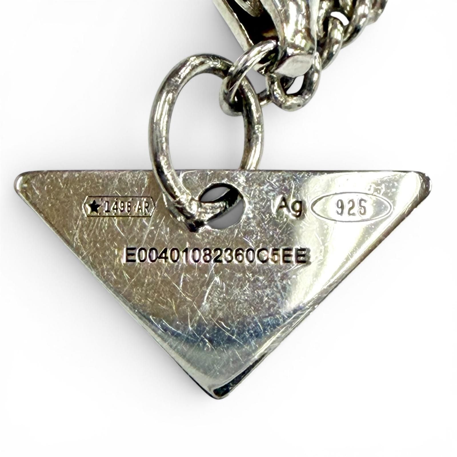 Prada 925 Triangle Logo Necklace Silver White Recommended — view 9