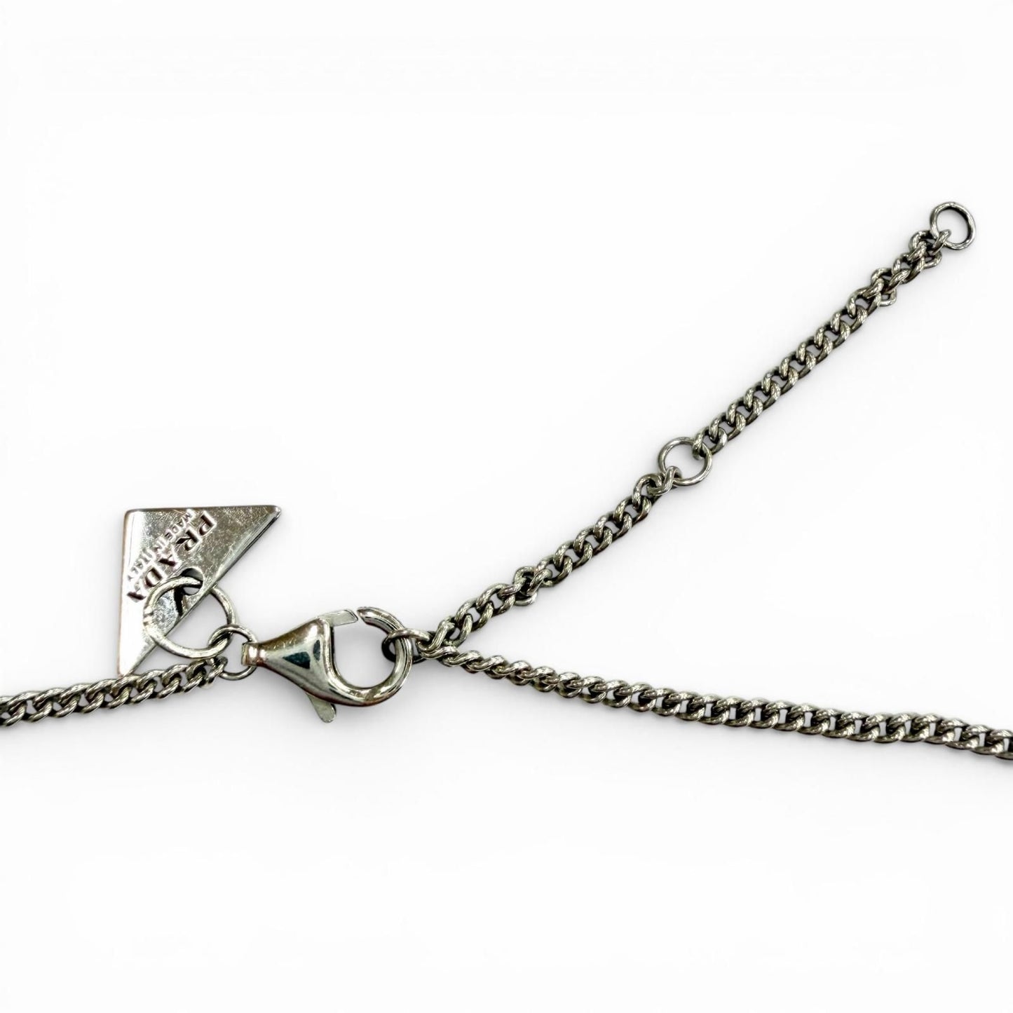 Prada 925 Triangle Logo Necklace Silver White Recommended — view 6
