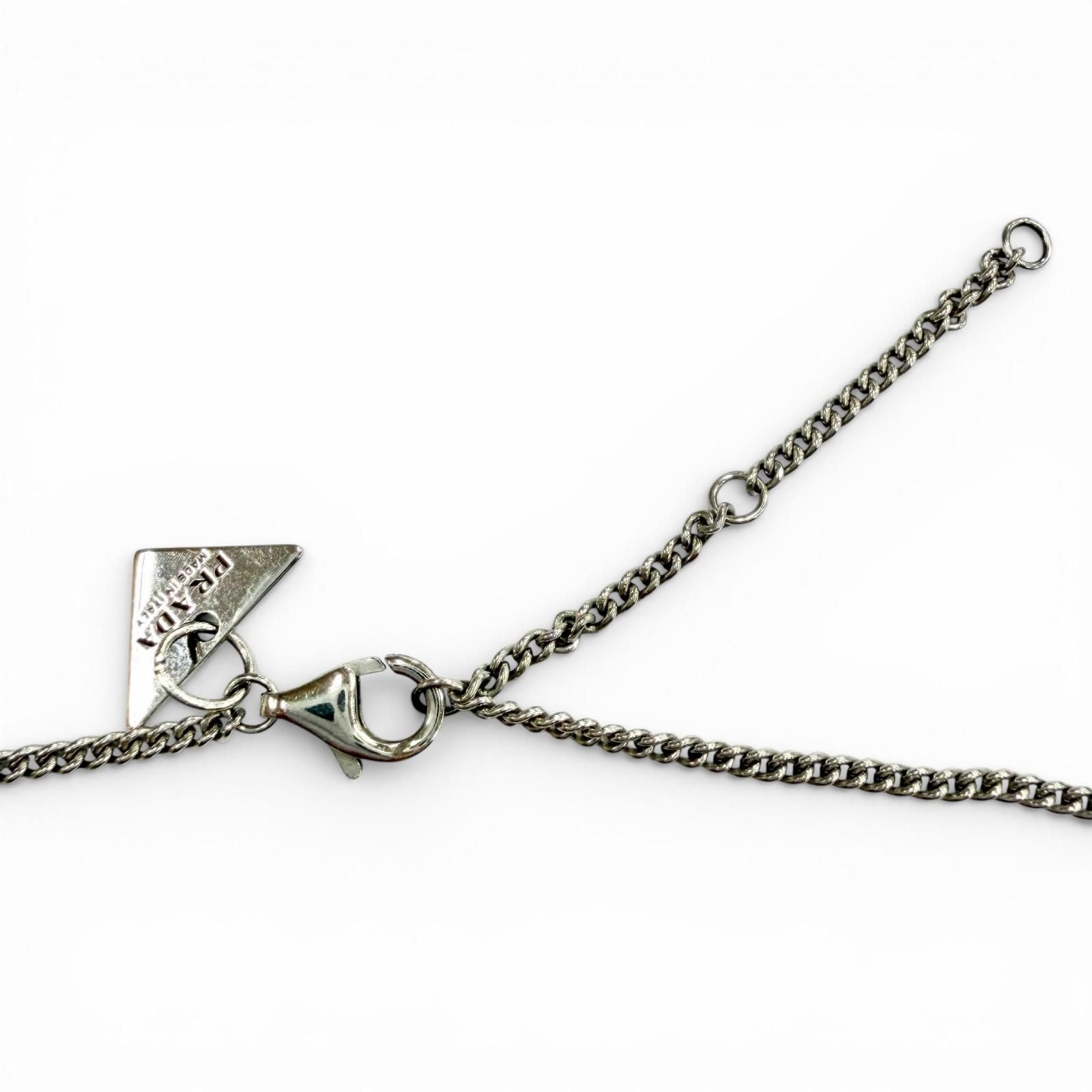 Prada 925 Triangle Logo Necklace Silver White Recommended — view 6