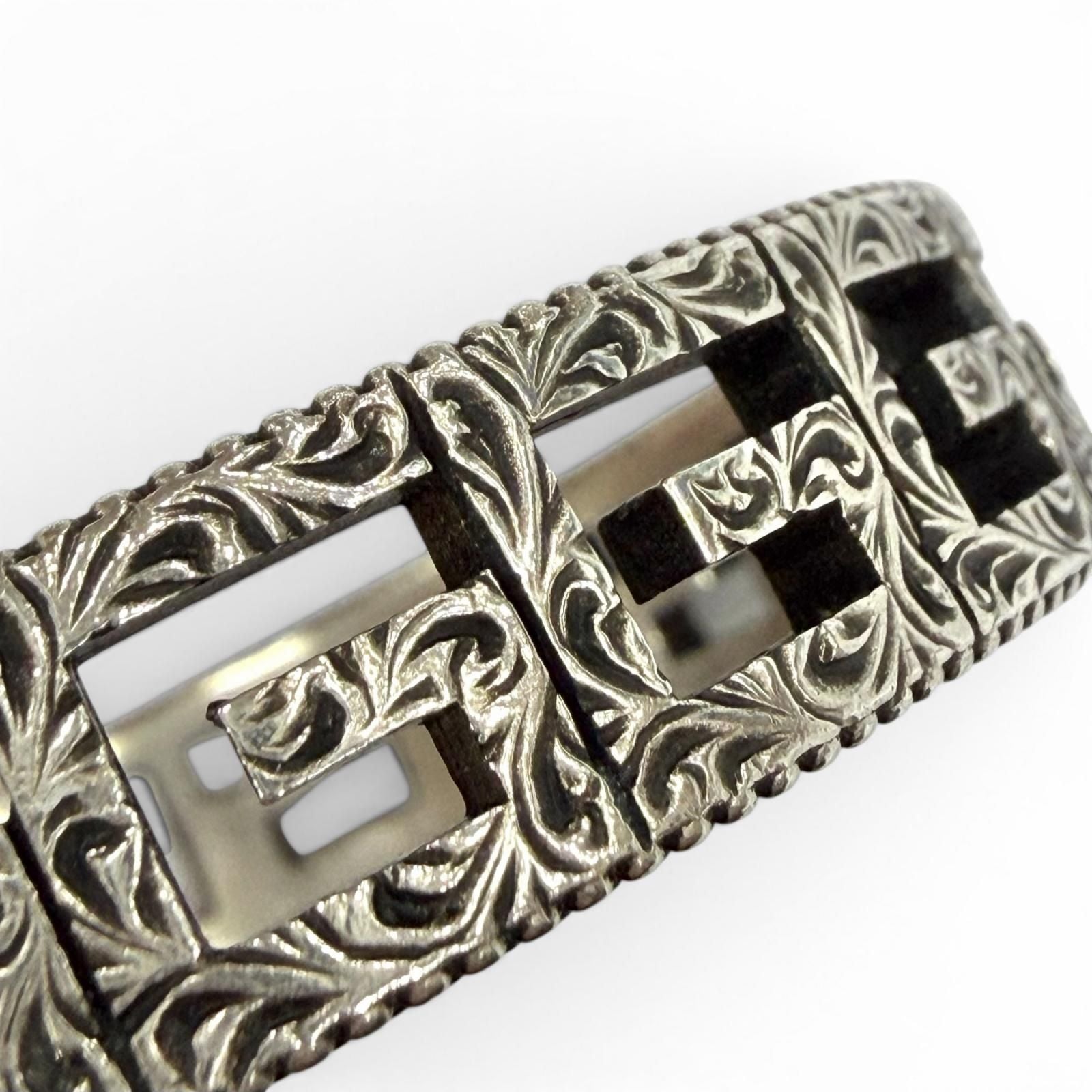 Gucci Square Arabesque Cube Bangle Bracelet Silver 16 — view 6