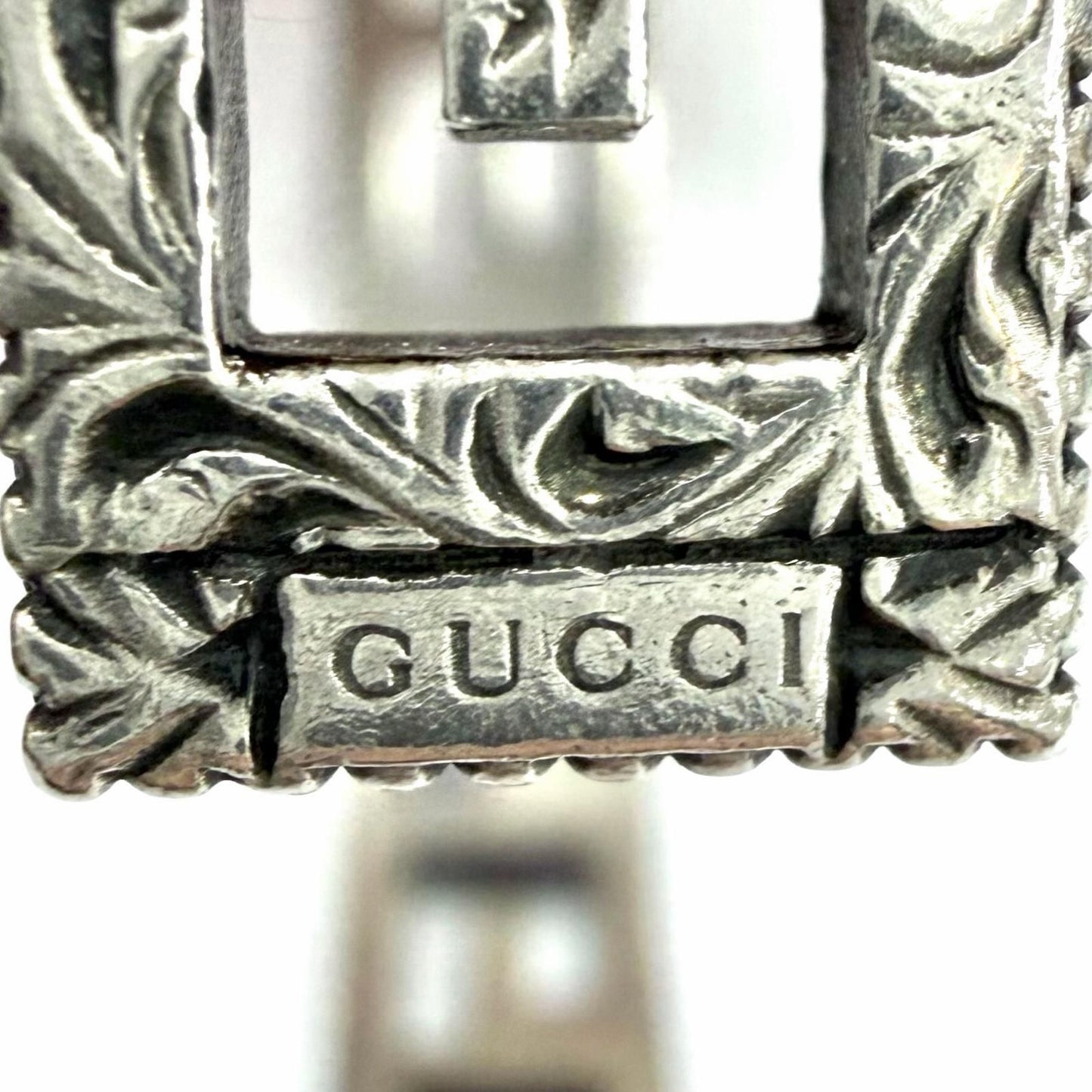 Gucci Square Arabesque Cube Bangle Bracelet Silver 16 — view 5