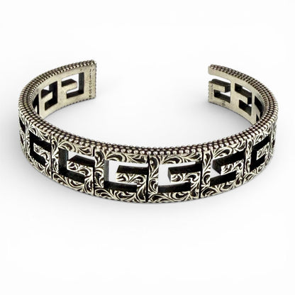 Gucci Square Arabesque Cube Bangle Bracelet Silver 16