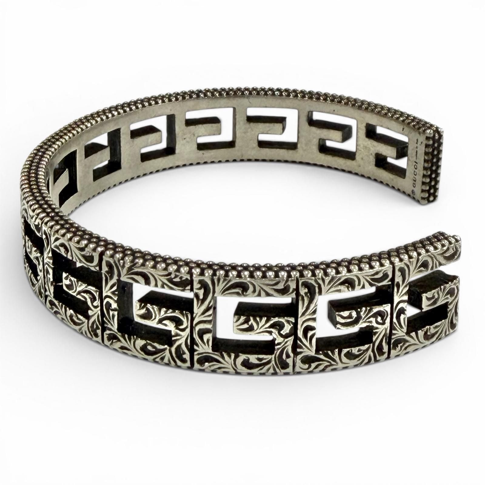 Gucci Square Arabesque Cube Bangle Bracelet Silver 16 — view 2